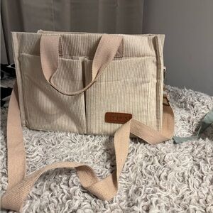 Beige Corduroy Tote Bag